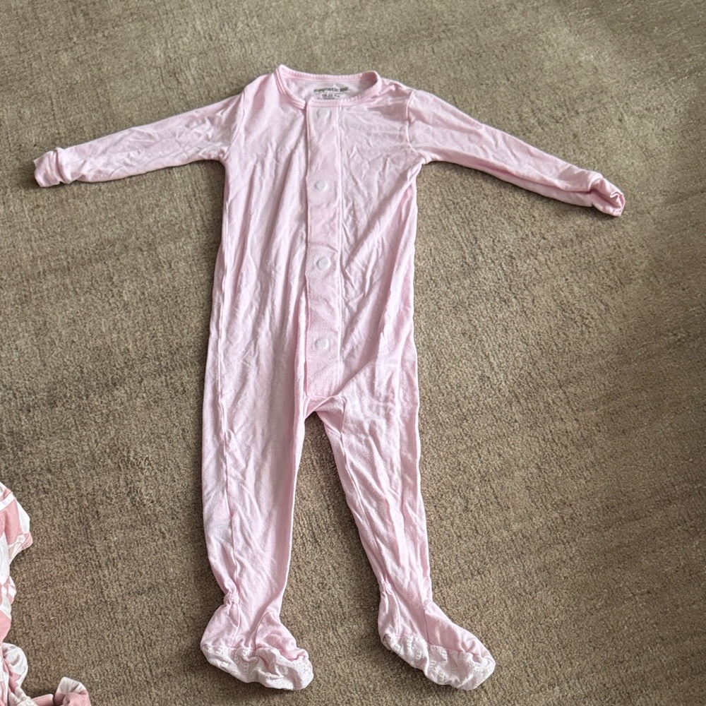 Magnetic Me Pink footie 9M-12M bamboo